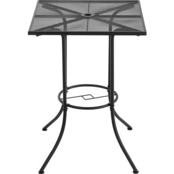 Gec Interion 30in Square Outdoor Bar Table, Steel Mesh, Black H-3041S